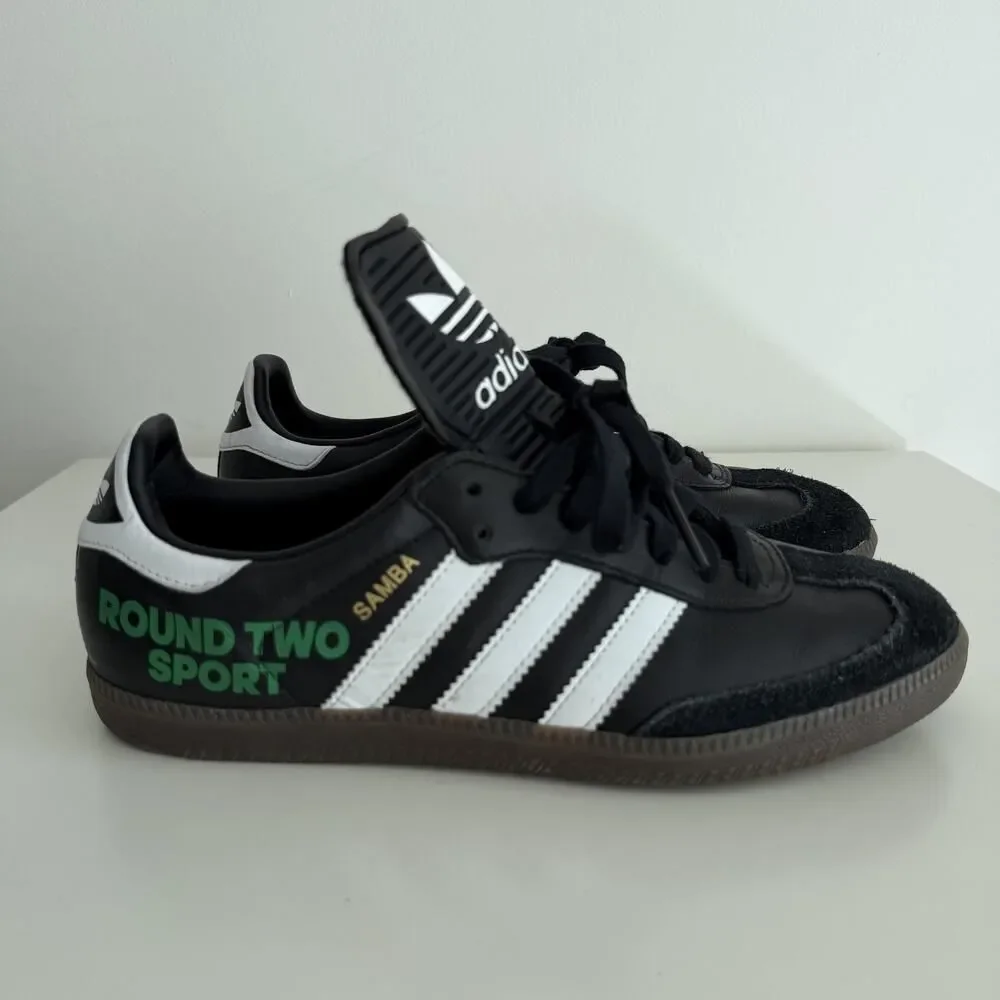 Adidas Samba Round Two Sneaker Mens 7.5 Black Leather Sport Sean Wotherspoon